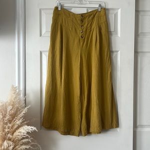Anthropologie wide leg linen cropped pant